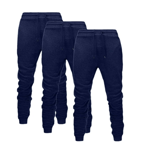 3PCS Sweatpants For Men Solid Pockets Drawstring Sports Pant Casual Jogger Elastic Waist Trouser Workout
