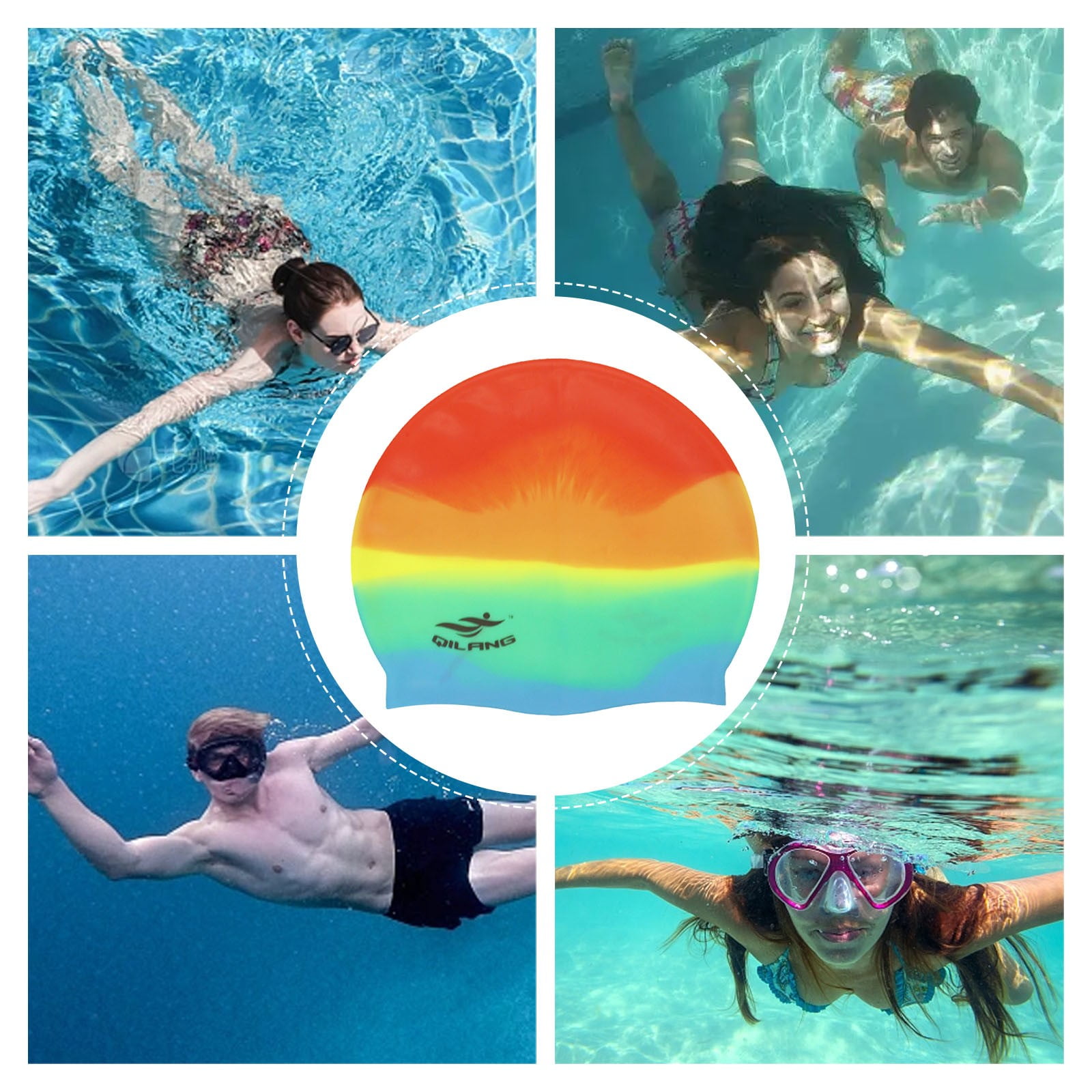 3PCS Swimming Cap Silicone Swimming Cap For Adults And Children