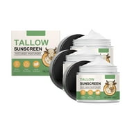 3PCS Tallow Sunscreen Non Greasy Organic Natural Sol Beef Tallow for Skin and Face Non Greasy Organic Natural Unscented Formula for Skin Summer Outdoor(Sport & Daily Use)