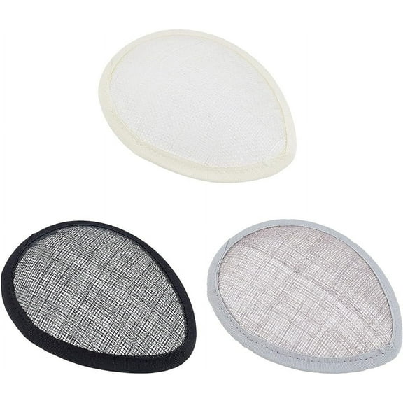 3PCS Teardrop Fascinator Hat Base 5x4 inch Linen Mesh Millinery Base Cocktail Hats Making Base Hat Craft Material