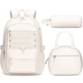 thumbnail image 1 of 3PCS Teen Backpacks Set with Lunch Pack Pencil Case, Lightweight Waterproof Daypack Travel Bookbag, Beige, 1 of 9