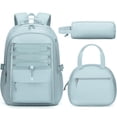 thumbnail image 1 of 3PCS Teen Backpacks Set with Lunch Pack Pencil Case, Lightweight Waterproof Daypack Travel Bookbag, Mint Green, 1 of 9