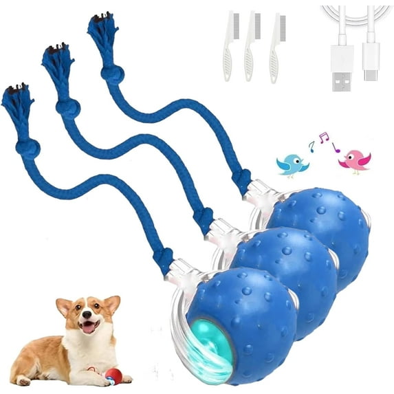 3PCS Tiny Ball Dog Toy, Tinyfetch Interactive Motion Dog Cat Toys Balls,360°Smart Automatic Rolling Electric Dogs Ball Toy with Birdsong, Fast Moving Toy for Dog and Cat,Tough Chew Proof