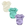 thumbnail image 1 of 3 Packs Toddler Girl Clothes Bodysuit Thin Ruffle Collar Backed Onesie Pajamas Clothes, 1 of 5