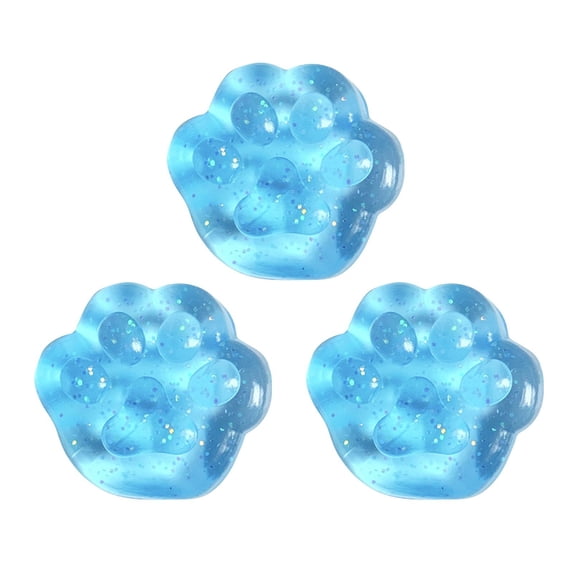 3PCS Transparent Sparkle Powder Cat Claw Squeaky Toys, Adults Slow Rising Stress Ball Fidget Toys, Soft Squeeze Decompression Dough for Adults, Creative Small Cat Claw Plush Toys, Blue