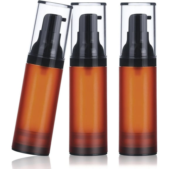 3PCS Travel Bottles Small Pump Bottle Dispenser Brown Leakproof for Foundation Lotion Shampoo 30ml