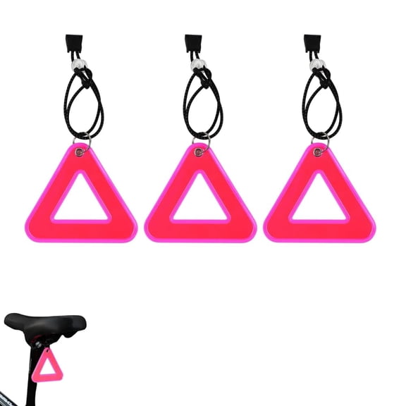 3PCS Triangle Reflective Pendant, Bicycle Rear Warning Reflector Plate, Safety Visibility Accessory for Night Riding, Cycling, Running and Backpack Use