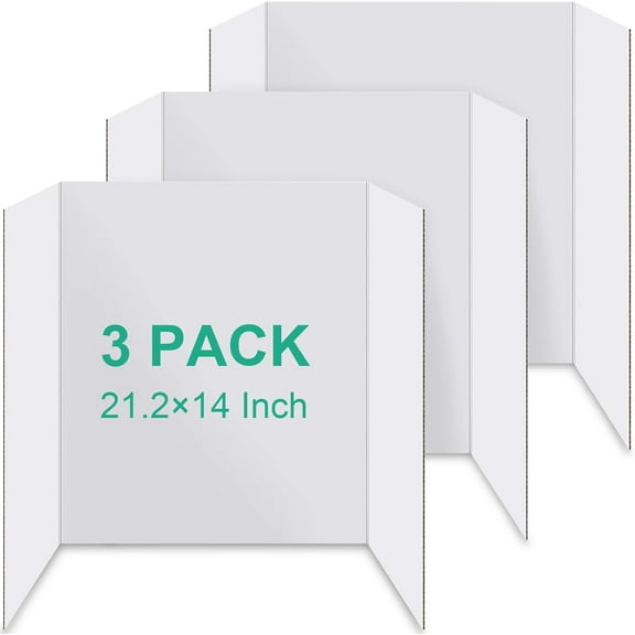 3PCS Trifold Poster Board, 2114 Inch tri fold Poster Boards, White Corrugated Project Boards for Artwork Showcase, Science Fairs, School Projects, Event Displays, and Business Presentations