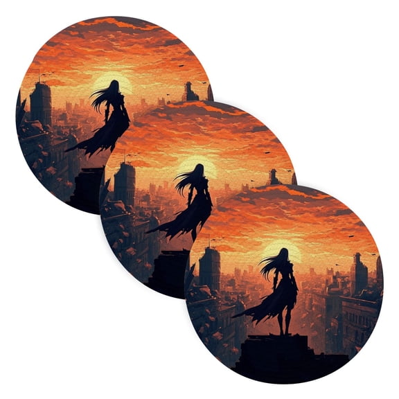 3PCS Trivet Mats 15 Inch Round Heat-Resistant Pot Holders Hot Pads Table Decor Elven Woman