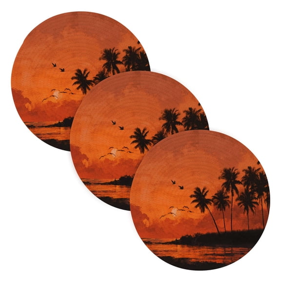 3PCS Trivet Mats 15 Inch Round Heat-Resistant Pot Holders Hot Pads Table Decor Magnificent Sunset Scene