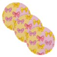 thumbnail image 1 of 3PCS Trivet Mats 15 Inch Round Heat-Resistant Pot Holders Hot Pads Table Decor Yellow and Pink Bows, 1 of 6