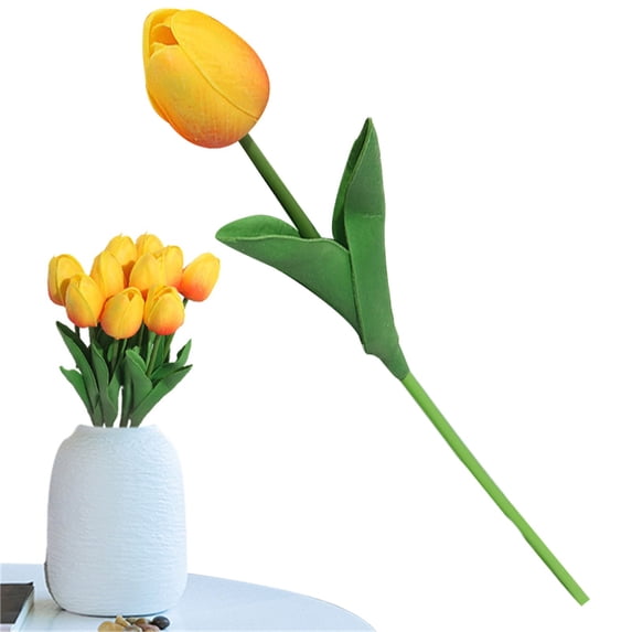 3PCS Tulips Artificial Flowers,Real Touch White Fake Tulips Flowers Artificial for Decorations Centerpieces for Table Home Decor Indoor Flower Arrangements Artificial(Yellow)