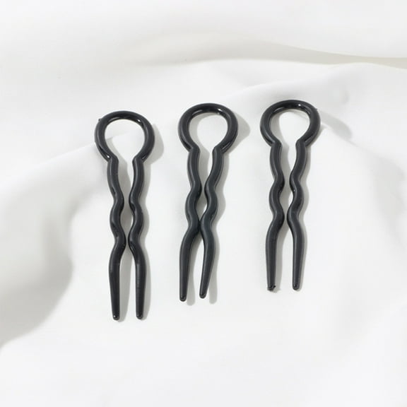 3PCS U Shaped Hair Pins Pin Wavy Crink U Shaped Chignon Hair Pin Updo Bun Pins Stick French Sleek Hair Braid Styling Clip Pin Hair Accessories For Lady Women Girl