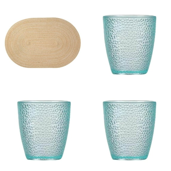 3PCS Unbreakable Acrylic Drinking Glasses,Clear Tumblers for ,Juice Cocktails,Shatterproof Fall-Proof Bar Glasses for Restaurant,Home,Party,Stackable Dishwasher Safe(Include 1 Placemat)