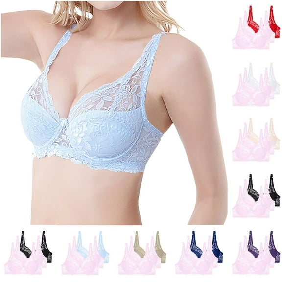 3PCS Underwire Bras for Women Push up Plus Size Solid Color Lightweight Supportive Bras Ladies Comfortable Breathable Gathering Bra Woman Underwear White 80B