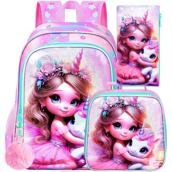 3Pcs Clear Backpack for Girls, School Kids Transparent Bookbag with ...