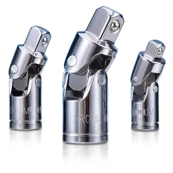 3PCS Universal Joint Socket Set, Chrome Vanadium Steel Swivel Socket Adapter Set, 1/4IN, 3/8IN, 1/2IN Drive Universal Joint Set