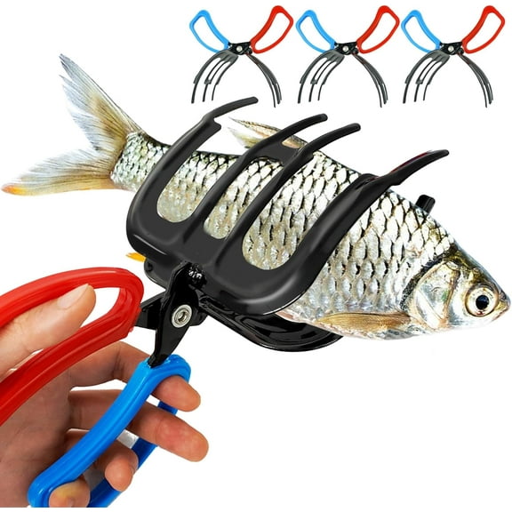 3PCS Upgraded 2 3 Claw Fish Gripper Grabber, Durable Fish Liers, Multifunctional Holder for Fishing Caught, Anti-Slip Grippers for Fishing, Metal Lip Tool for Freshwater and Saltwater Use