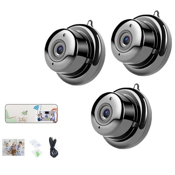 3PCS Upgraded No-Plug Camera, 1080P WiFi Mini Hidden Camera with Two-Way Audio, 170° Wide Angle, Long Battery Life, No-Drill Wireless Indoor Security Camera for Pet, Home, Office