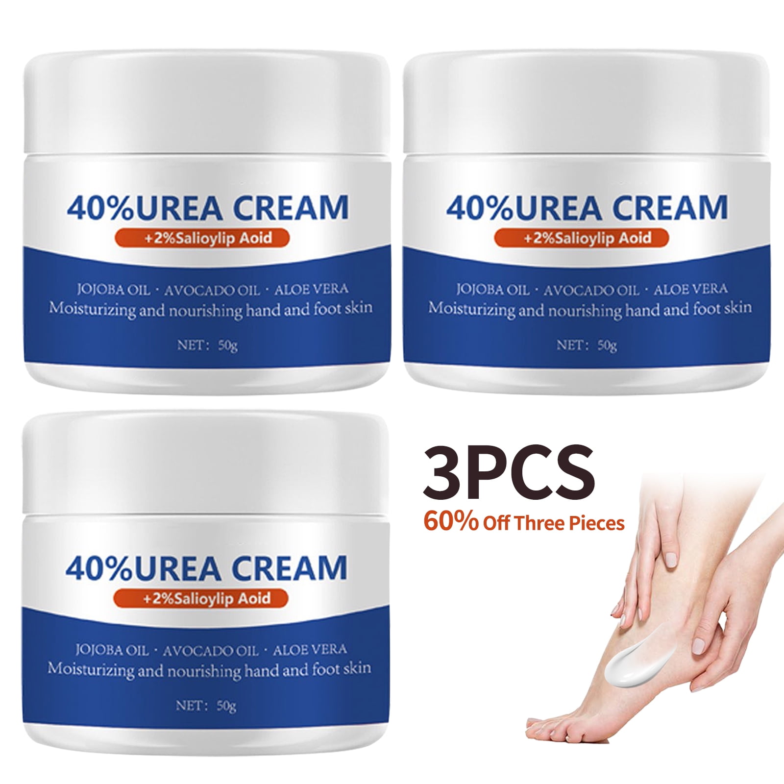 3PCS Urea Cream 40 Percent Urea Foot & Hand Cream for Dry Cracked 40 per Urea Lotion for Feet