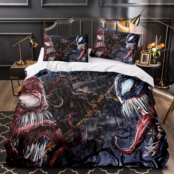 3PCS Ve-nom Duvet Cover Comforter Ve-nom Bedding with Zipper Closure,1 Duvet Cover with 2 Pillowcases