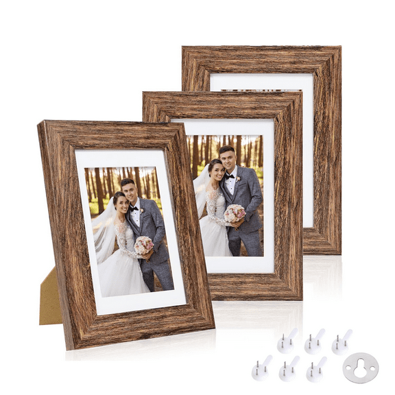 3PCS Vintage 5x7 Wood Picture Frame – Rustic Farmhouse Style Photo Frame for Tabletop or Wall Display