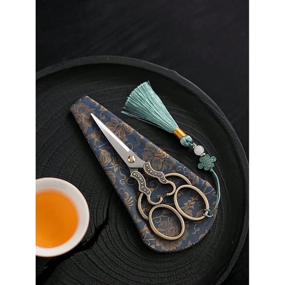 3PCS Vintage Copper Plated Stainless Steel Scissors With Storage Bag Suitable For Thread Cutting Embroidery And Sewing Crafts Sewing Accessories C