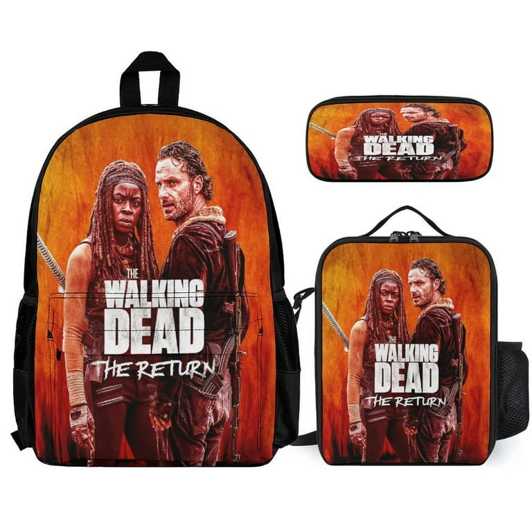 3PCS Walking Dead Backpack Set With Pocket Bookbag Schoolbag 