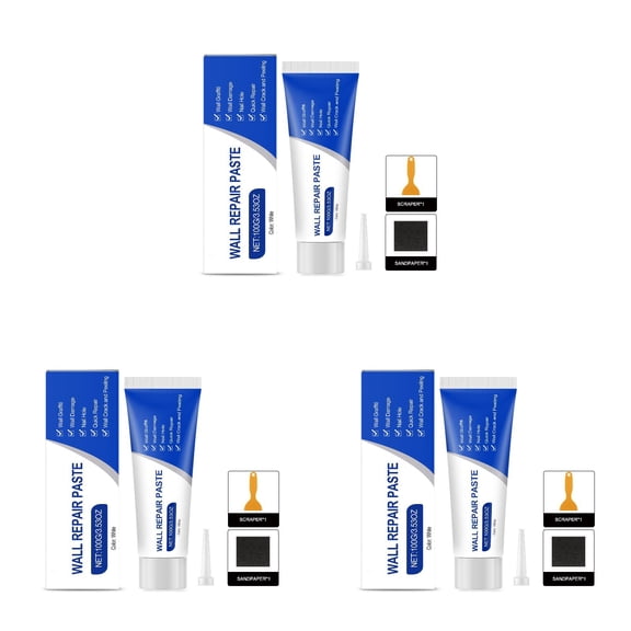 3PCS Wall Repair Paste, Lightweight Spackle Wall Repair Kit with Scraper, Wall Mending Agent Multi-Functional Quick-Drying, Wall Hole Filler, Hole Patching Kit Wall Drywall Waterproof Self-Adhesive