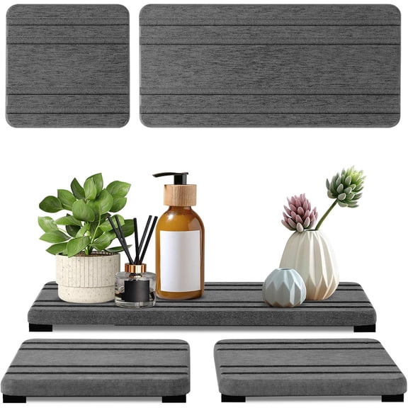 3PCS Water Absorbing Stone Tray, DryingNeat Diatomite Stone Sink Tray, Instant Dry Sink Coasters, Kitchen Sponge Hand Soap Holder, Countertop Fast Drying Counter Trays,8 * 4inch and 4 * 4inch