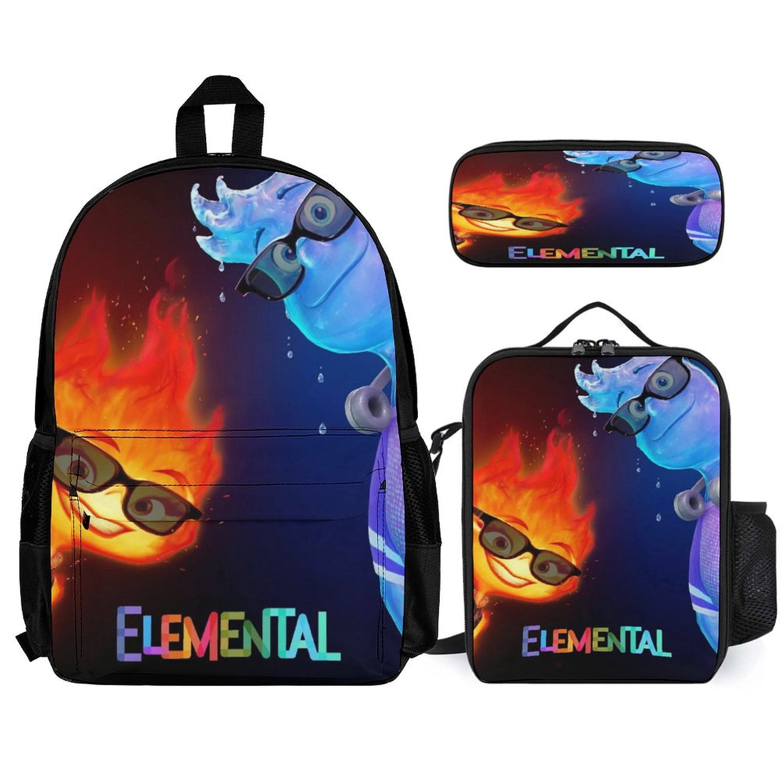 3PCS Water Fire Element-a Backpacks Set Backpack with Lunch Box Pencil ...