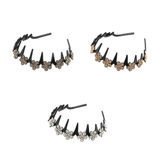 3PCS Wavy Crystal Headband Set, Butterfly Clip Headband Set For Women, Sparkling Non Slip Clips For Women