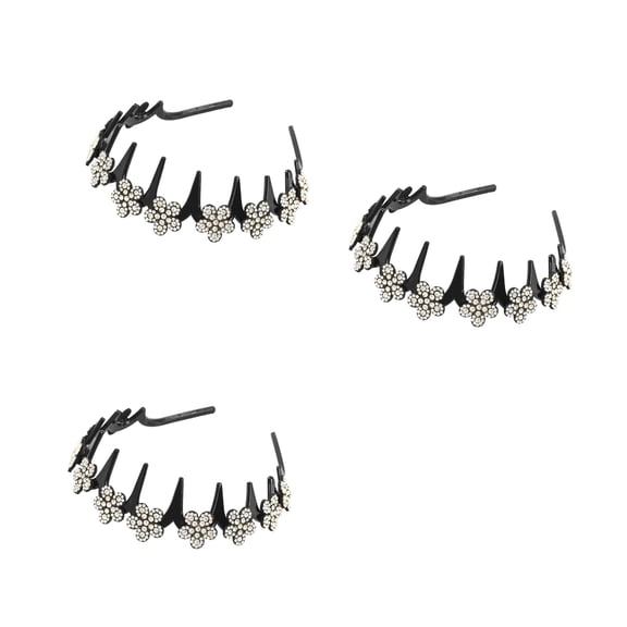 3PCS Wavy Crystal Headband Set, Butterfly Clip Headband Set For Women, Sparkling Non Slip Clips For Women