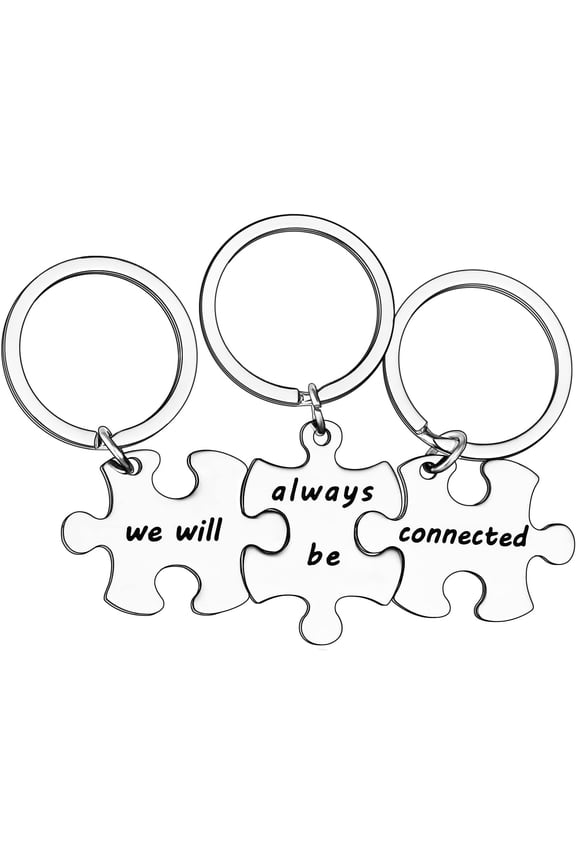 3PCS We Will Always Be Connected Keychain Set, Best Friends Keychains for 3, Friendship Keychain Jewelry Gift for Sisters Friends