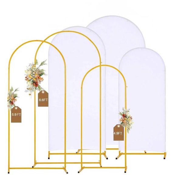 3PCS Wedding Arch Stand And White Arch Cover, Metal Arch Backdrop Stand With Arch Cover For Birthday Party Wedding Ceremony Bridal Event Decor