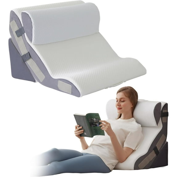 3PCS Wedge Pillow Set for After Surgery, Back Pillow for Bed Sitting up, 6-in-1 Foam Wedge Pillow for Acid Reflux & Back Pain Relief, Post Surgery Pillow for GERD & Snoring, White