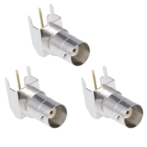 3PCS Welding BNC Female Right Angle Adapter PCB Panel Mount Coaxial RF Connector