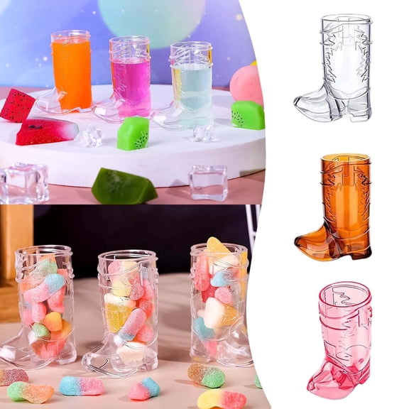 3PCS Western Cowboy Boot Shaped Shot Glasses Transparent Mini Cups for Themed Parties Barware Drinkware Unique Novelty