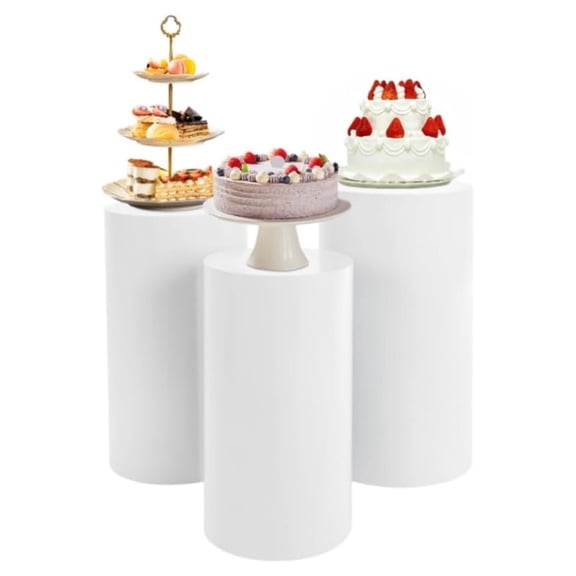 3PCS White Cylinder Stands for Party, 19.6"+21.6"+23.6" Cake Pedestal Stand Cylinder Column Pillars Table Decoration for Birthday, Wedding, Baby Shower