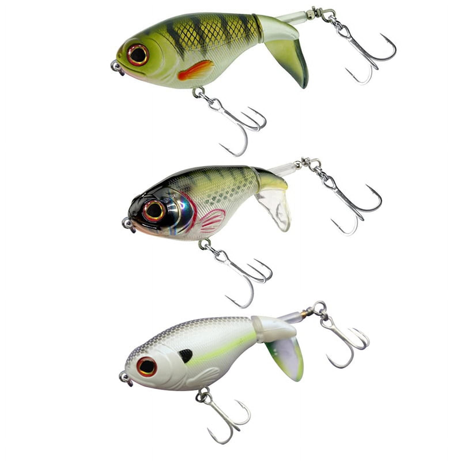 3PCS Whoper Plopper Lures, Plopping with Floating Rotating Tail, Fishing with Barb Treble Hooks
