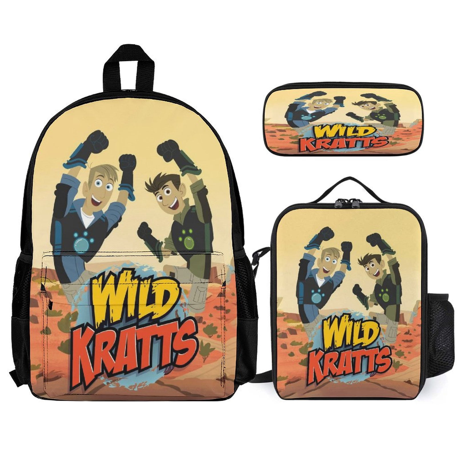 3PCS Wild Kratts Backpack Set Backpack with Large Pocket Bookbag with ...