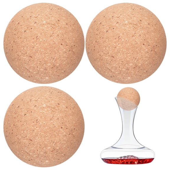 3PCS Wine Cork Ball Stoppers 2.4 Inch Diameter Wooden Replacement Wine Decanter Bottle Barrel Plug for Wine Beer Whiskey Carafe Bottle Glass Bottles Mason Jars Plugs DIY