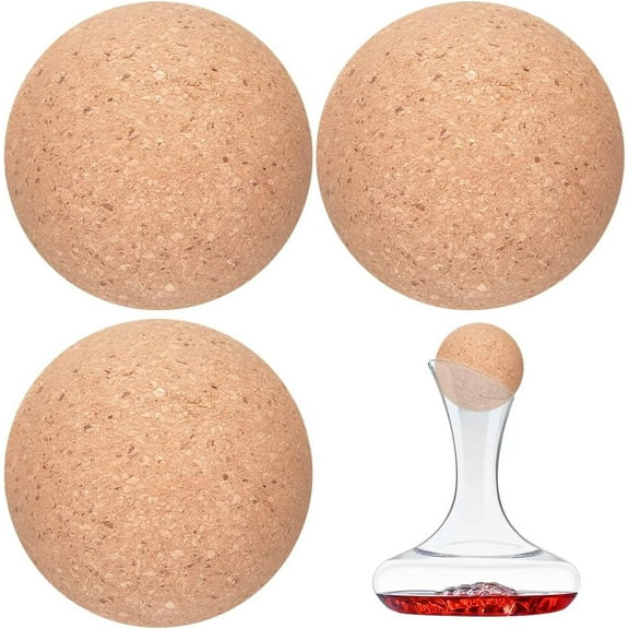 3PCS Wine Cork Ball Stoppers 2.4 Inch Diameter Wooden Replacement Wine Decanter Bottle Barrel Plug for Wine Beer Whiskey Carafe Bottle Glass Bottles Mason Jars Plugs