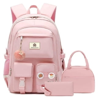 AO ALI VICTORY 3PCS-With lunch bag, pencil box Laptop Backpack 15.6 Inch Bag College Backpacks Backpack Set Anti Travel Back Pack Large Bookbags forTeens Women(Pink)