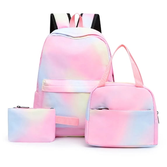 Lumtrix 3PCS Teen Backpack with Lunch Box Set Gradient Bookbag Lightweight Baypack for Teens & Teens Pink