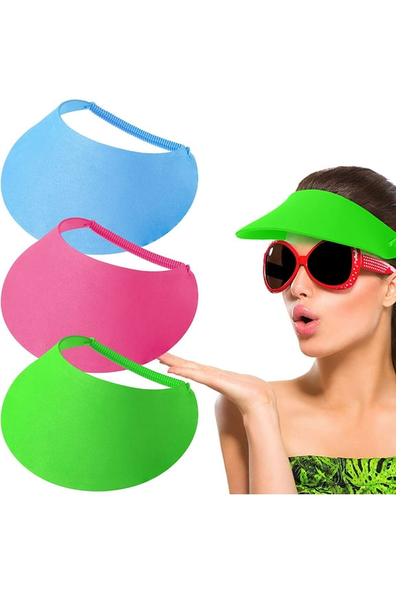 3PCS Women Sun Visors Solid String Sun Visor Hat Foam Adjustable Soft Visors Womens Golf Tennis Visor Outdoors