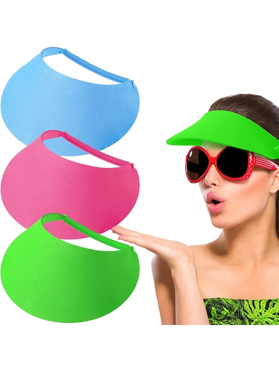 3PCS Women Sun Visors Solid String Sun Visor Hat Foam Adjustable Soft Visors Womens Golf Tennis Visor Outdoors
