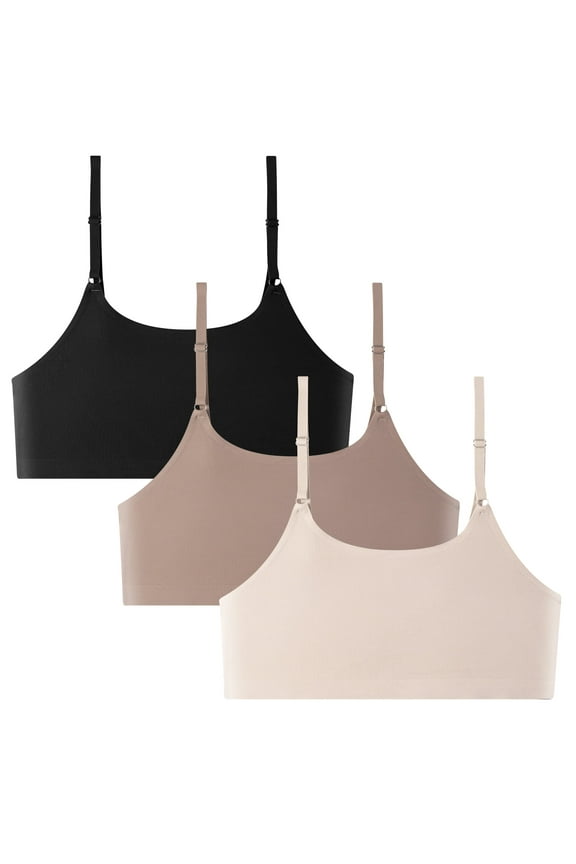 3PCS Women's Bralettes Cami Bras Unpadded Wireless Seamless Bra Unlined Comfort Sleeping Bra for Girls Women L
