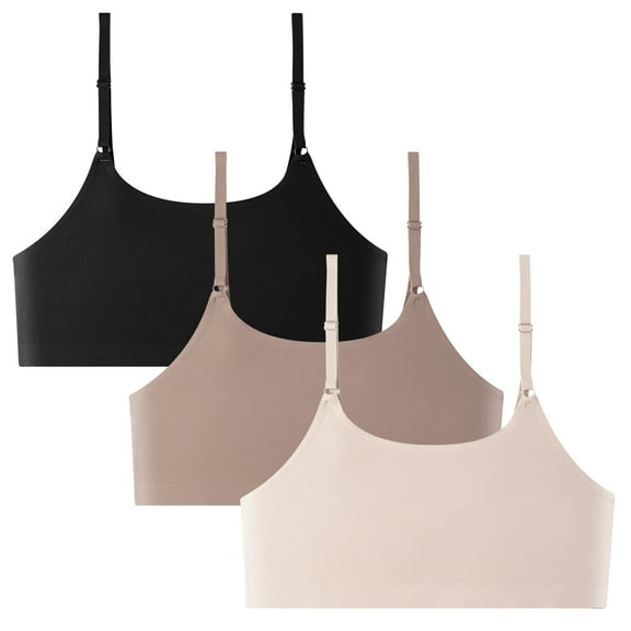 3PCS Women's Bralettes Cami Bras Unpadded Wireless Seamless Bra Unlined Comfort Sleeping Bra for Girls Women M