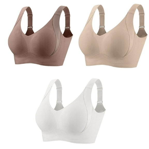 3PCS Women's Bras Wireless Comfortable Bralette Set - Soft Seamless Non-Padded Lounge Bras with Adjustable Straps, Breathable Sleep Bras for Everyday Wear (M-3XL)